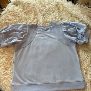 Chic Light Blue Puff Sleeve Blouse